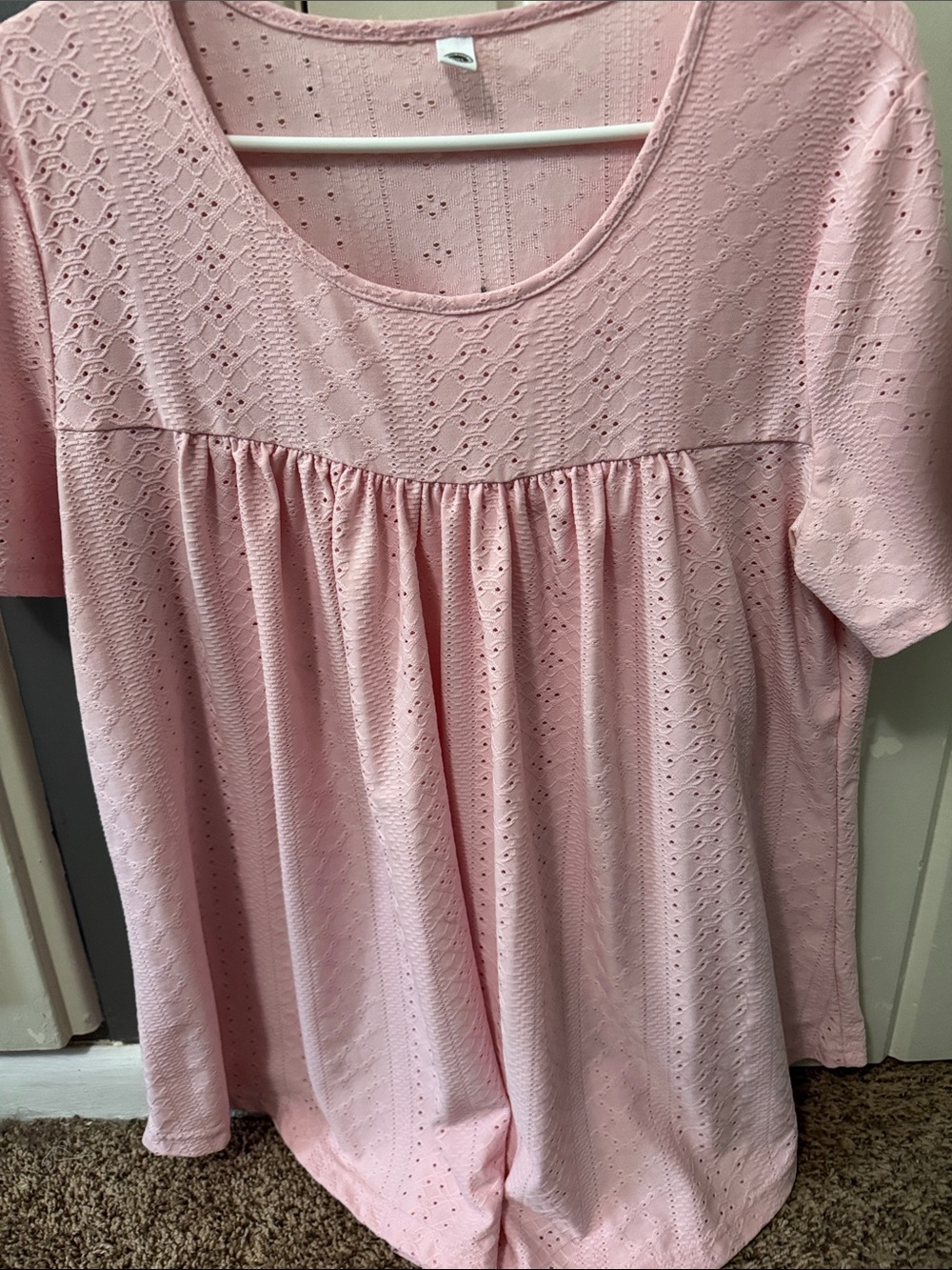 Women’s Pink Eyelet Scoop Neck Top
